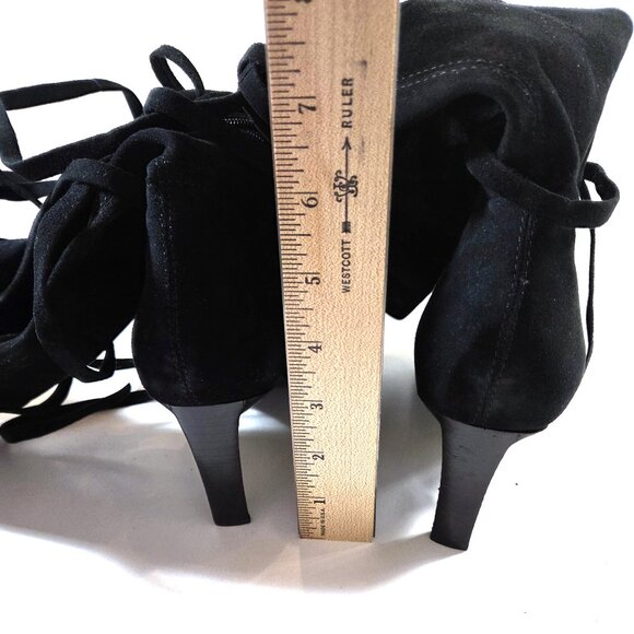 NIB Nine West Unityr Black Suede Boots with Strapping Tie Accents Size 8 - Picture 3 of 4
